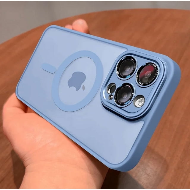 Funda magnética de lujo con carga inalámbrica para iPhone Magsafe 16, 15, 14, 13, 12, 11 Pro Max, armadura translúcida mate, a prueba de golpes