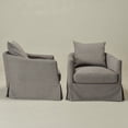 thumbnail image 5 of Slate Gray Polyester Upholstered Swivel Barrel Armchair Set of 2 with Removable Washable Slipcover for Living Room, Bedroom, Feather Blend Cushion, Solid Wood Frame, Pillow Back Fully Assembled, 5 of 16