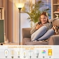 thumbnail image 4 of Floor Lamp, LED Standing Lamps with White Plastic Shade, Black Modern Torchiere Floor Lamp, Tall Lamps for Living Room Dorm, Bulb not Included, 4 of 5