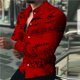 thumbnail image 1 of Camisa de hombre con solapa de letra para exteriores, ropa de calle de manga larga con estampado de botones, diseñador de moda, informal, transpirable, 1 of 6