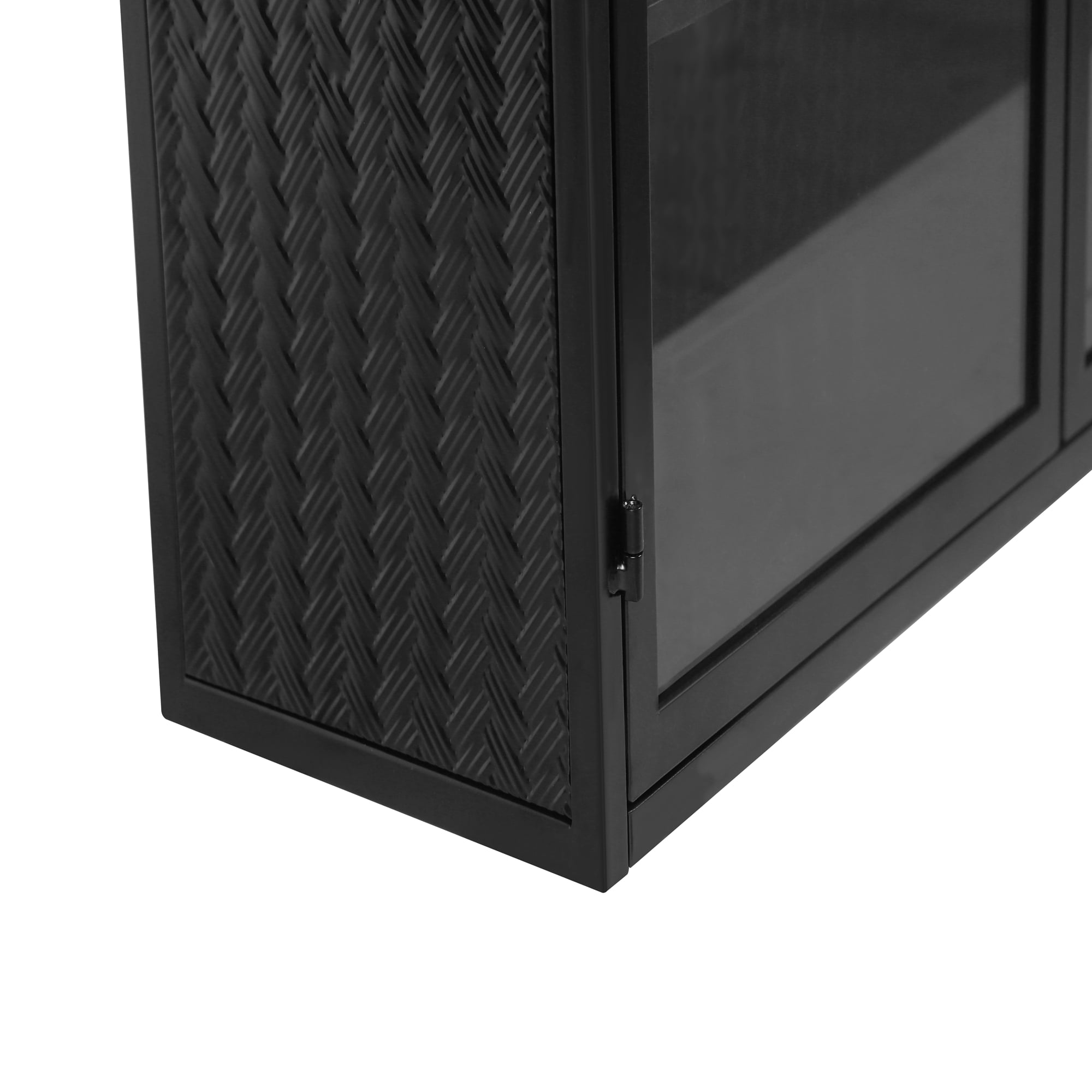 27.56"Wall Cabinet with Tempered Glass Doors, Bathroom Wall Storage Cabinet with Detachable Shelves for Office, Dining, Living Room, Kitchen and Bathroom,Black