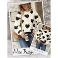 thumbnail image 6 of QAFOPEH Womens Fuzzy Fleece Warm Heart Sweatshirt Casual Crewneck Long Sleeve Pullover Top, 6 of 7