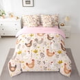 thumbnail image 2 of Feelyou Farmhouse Rooster Child Bedding Comforter Set 7pcs, Kawaii Farm Animal Queen Bedding Sets, Flower Leaf Botanical Reversible Queen Sheet Sets, Ultra Soft Bedroom Decor, 2 of 8