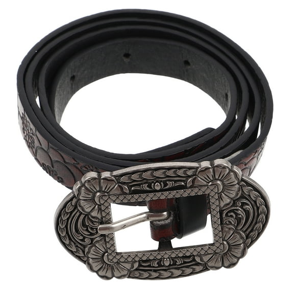 Hytrove 1Pcs Western Ratchet Belt Vintage Style Distressed Finish Brown for Women Jeans Pairing