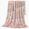 thumbnail image 2 of Festive Winter Village Scene Pink Snowy Houses Lamps, Festive Holiday Scene, Warm Flannel Blanket for Living Room and Reading Nook, Art Lovers Friendship Gift, Festive Home Decor, 2 of 9