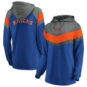 Women's Fanatics Branded Gray/Blue New York Knicks True Classics Go All Out Chevron Pullover Hoodie
