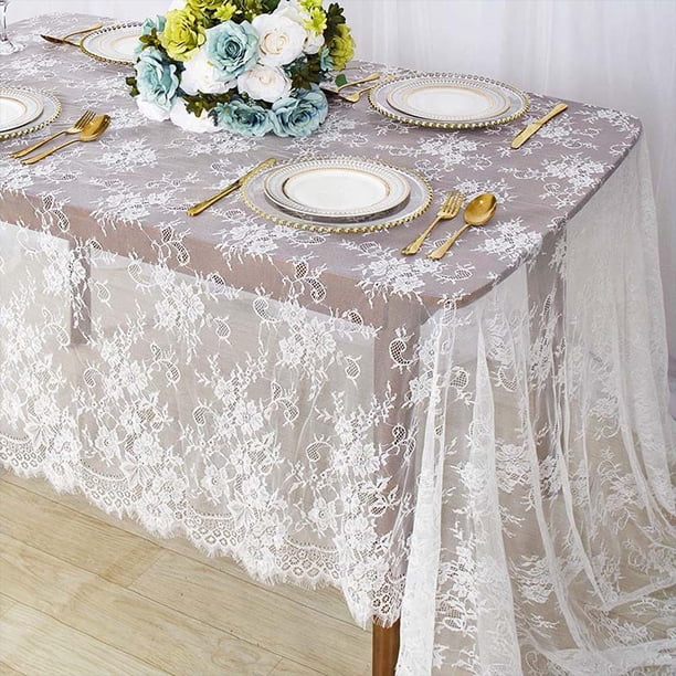 ✨ Mantel De Encaje Bordado Vintage Blanco – Ideal Para Bodas Y Comedor – Toque Elegante Y Romántico