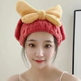 thumbnail image 5 of Women Hair Towel Cute Bowknot Coral Fleece Drying Hair Hat for Curly Long Thick Hair Girls, 5 of 9