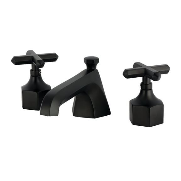 Kingston Brass KZ4460CHX Widespread Bathroom Faucet with Brass Pop-Up, Matte Black