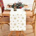thumbnail image 5 of Eespoir Christmas Sequined Snowflake Lint Tables Runner, Artificial Wool Table Cover for Restaurant Home Decor, Meal Setting, Festive Tabletop, Holiday Dining(Gold), 5 of 6