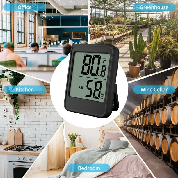 1 pc thermomètre hygromètre numérique intérieur, mètre d'humidité pour la  maison, chambre à coucher, thermomètre intérieur extérieur pour serre, guita