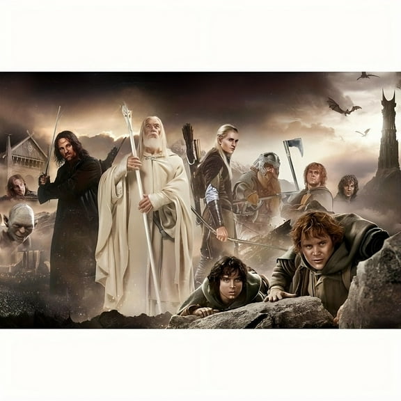 Adult DIY 5D Diamond Painting Kit, Lord of the Rings Series Art Round Diamond, Full Diamond Diamond Embroidery Kit, Mosaic Cross Stitch Craft Home Wall Decoration