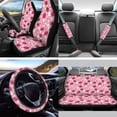 thumbnail image 2 of Yuyamidu Pink Strawberry Car Interior Sets Car Front Back Seat Covers Steering Wheel Cover Seatbelt Shoulder Pad Trash Bin Flowers Rearview Mirror Protective Cover Coasters Keychain 13 Pcs, 2 of 7
