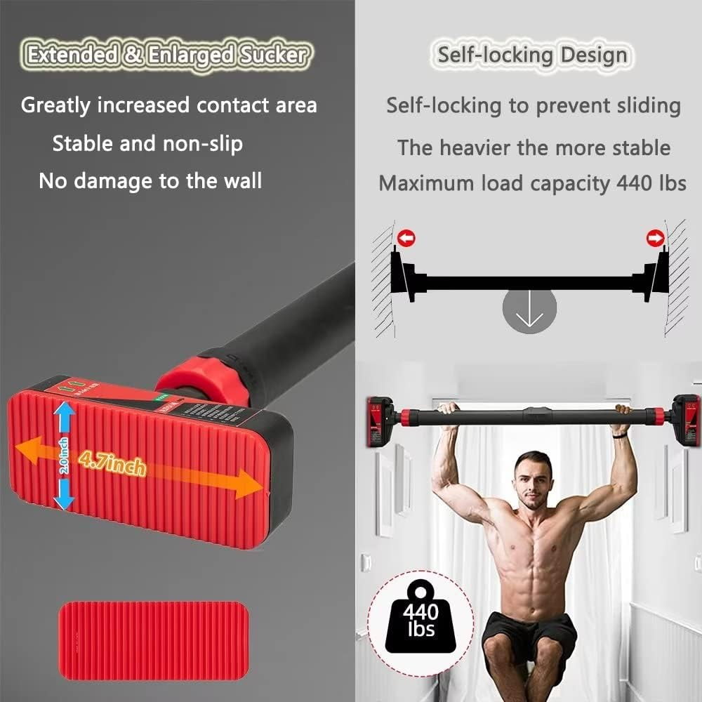 Pull Up Bar for Doorway, Strength Training Upper Body Workout Chin Up Bar with Level Meter and Adjustable Width No Screw Installation for Home Gym Exercise Fitness