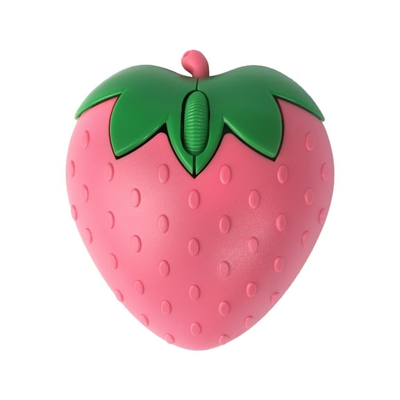 Dpisuuk Wireless Bluetooth Mouse Cute Fruit Strawberry Shape Mouse 2.4GHz & Bluetooth Dual Mode Optical Computer Mouses with USB Receiver Portable Cordless Mice for Laptop PC Computer Desktop (Pink)