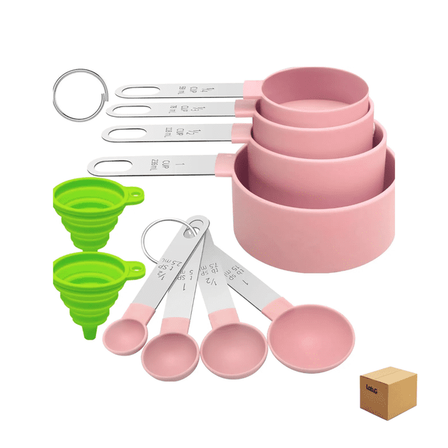 "Cucharas Tazas Medidoras Cocina Repostería Acero Inox Lab.G Rosa "