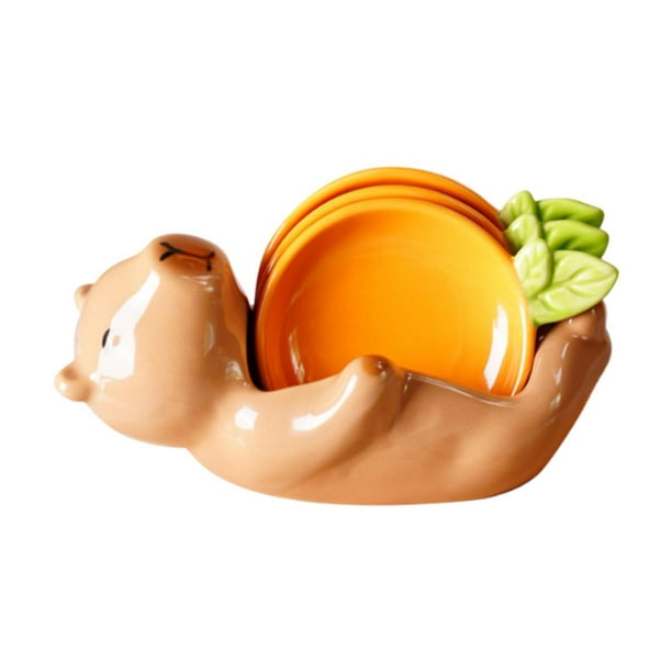 Platos de platos de postre de muescas de soja, tazones de de cerámica, platos sazonantes lindo dibujos animados para de ensalada