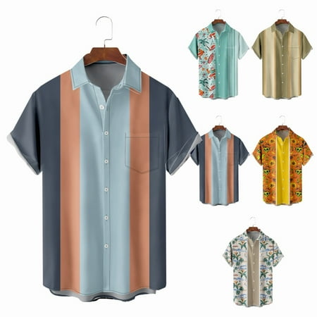 

Family Matching Short Sleeve Shirts Lapel Print Basic Clothing Regular & Big Man Sizes