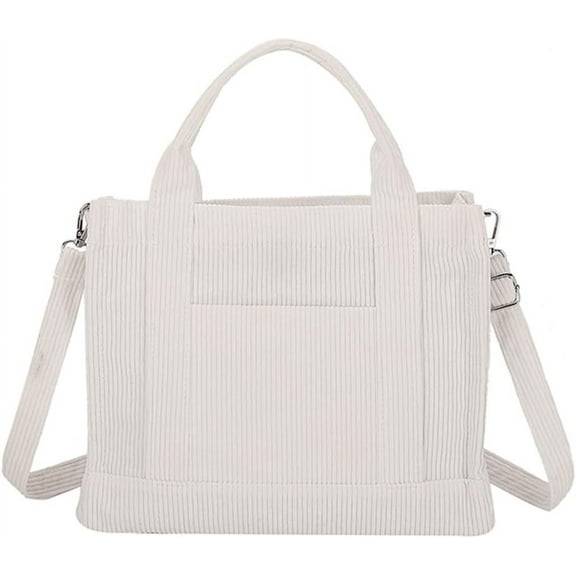Kukuzhu Corduroy Tote Bag Small Satchel Bag for Women Crossbody Bag Purse with Zipper Casual Hobo Handbag