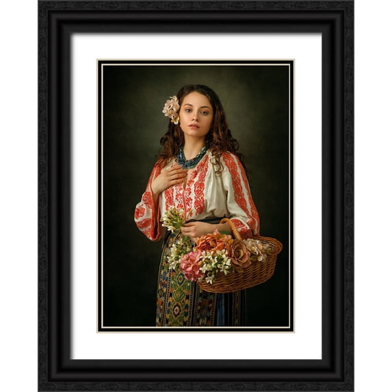Ghergut, Cornelia 14x18 Black Ornate Wood Framed with Double Matting Museum Art Print Titled - Romanian Flower