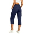 thumbnail image 4 of PBFRDSJ Womens Capris with Pockets Loose Casual Cargo Hiking Pants Outdoor Golf Drawstring Capris, 4 of 6