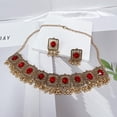 thumbnail image 5 of Vintage Ethnic Jewellery Set for Women Boho Cubic Zirconia Beads Dangle Earring Tassels Choker Necklace Crystal Wedding Party Oxidized Traditional Indian Bollywood Gift Daily Wear Birthday Bff, 5 of 6