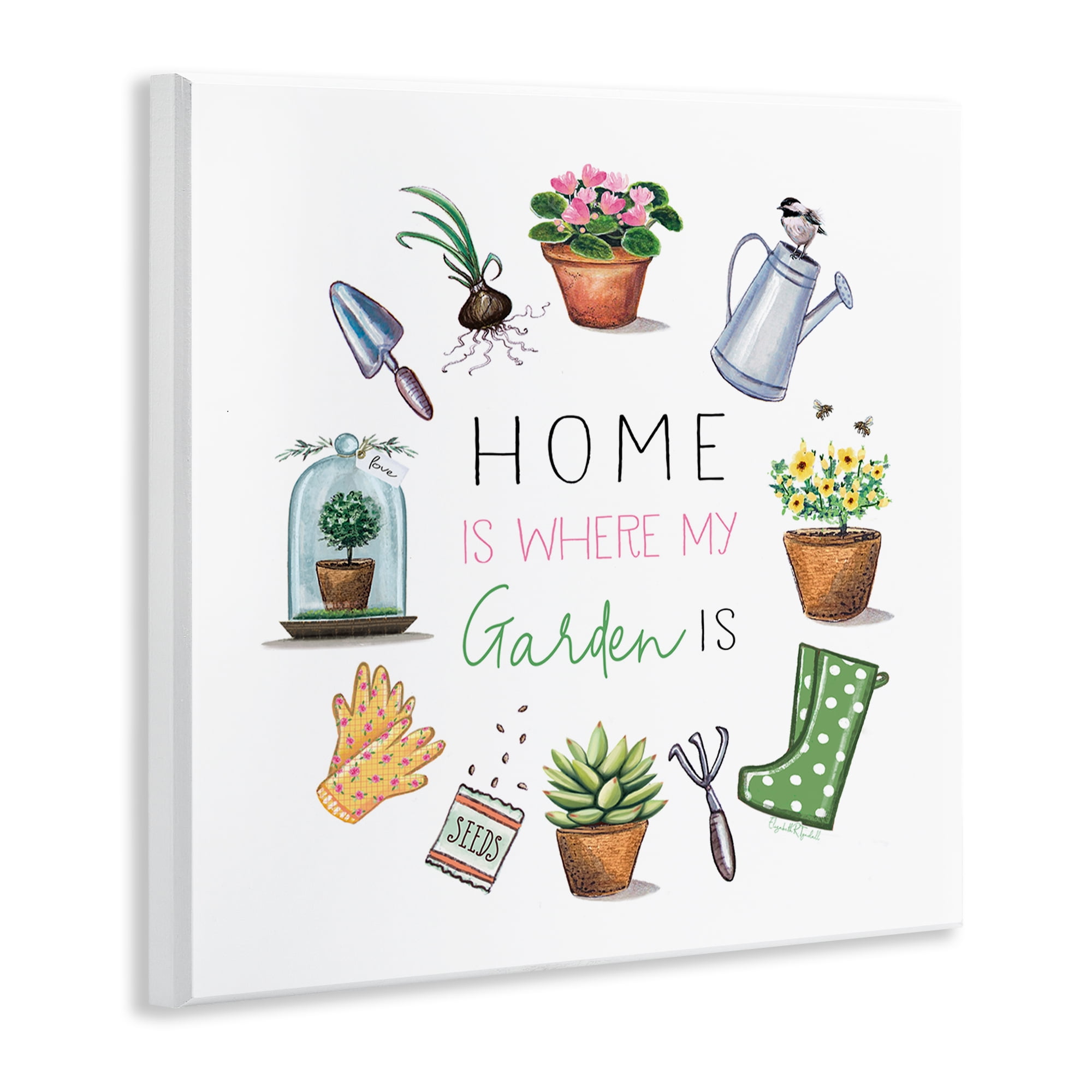 Stupell Industries Home Where Garden Is Plants & Flowers Painting Unframed Art Print Wall Art, 12 x 12