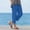 Blue, variant on Women's Linen-Blend Straight Leg Pants, Elastic Waist, Side Slit Cropped Trousers for Spring & Summer Commute Hot Pink S