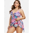 thumbnail image 3 of Plus tamaño de la palma Impresión Cinched Pañuelo Tankini Set Rosegal  Camisetas sin mangas de talla grande, 3 of 5