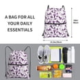 thumbnail image 3 of Wukai Violets Flowers Waterproof Drawstring Backpack with Zipper Pocket,Large Foldable Gym Bag for Women and Men, Perfect for Sports, Yoga, and Travel, 3 of 8