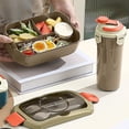 thumbnail image 4 of weibbin Portable Divided Lunch Box with Water Cup Set Microwave Safe Leakproof Bento Box for Office Worker Plastic 8.27x4.92x2.76in, 4 of 6