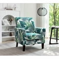 thumbnail image 5 of Sillón de mezcla de poliéster con patrones, marco de madera de abedul sólido con piernas cónicas marrones, silla de acento acolchada de espuma con detalle de adorno para la oficina de la sala de estar, 5 of 5