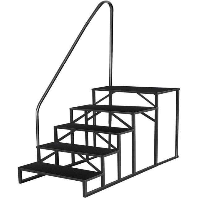 RV Steps with Handrail, RV Step Stool, Portable Pool Ladder, Heavy Duty Ladder Shelf Outdoor Mobile Home Stairs for Camper/Porch/SPA Pool/Pet Stairs