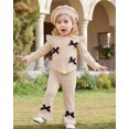 thumbnail image 3 of 18 Months Baby Girls Clothes 24 Months Girls 2PCS Fall Winter Outfits Set Cute Bowknot Toddler Girls Long Sleeve Top Pants Set Apricot, 3 of 8
