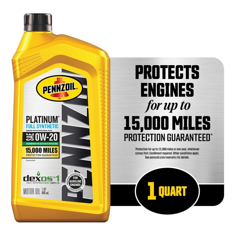 Pennzoil Platinum Full Synthetic 0W-20 Motor Oil, 1-Quart