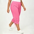 thumbnail image 5 of Kinrui Women's Plus Size Capri Sweat Pants Lounge Elastic Waist Casual Comfy Joggers Side Ruched Pants with Pockets Pink 4XL, 5 of 7