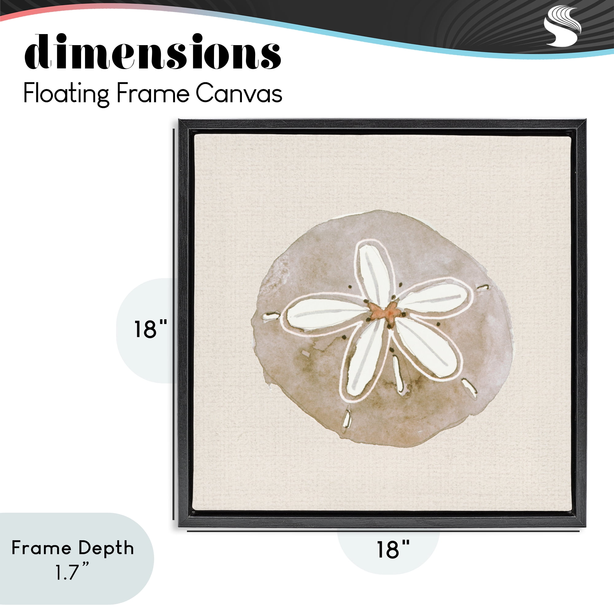 Stupell Industries Serene Beige Sand Dollar Black Framed Floater Canvas Wall Art, design by Lanie Loreth