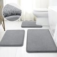 thumbnail image 1 of Juego de alfombras de baño HOMEIDEAS, espuma viscoelástica, 3 piezas, color gris, 1 of 1