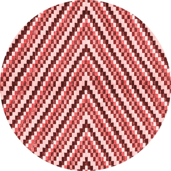 Ahgly Company Machine Washable Indoor Round Abstract Red Modern Area Rugs, 6' Round