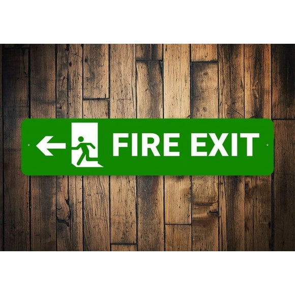 Fire Exit sign Fire Exit Door Sign Escape Warning Sign Sign For Doors Fire Exit Decor Fire Exit Door Exit Warning Sign Exit Size: 4 x 16 Inch