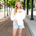 thumbnail image 4 of Women's Oversized Long Sleeve Pullover Sweatshirt with Drop Shoulders and Side Slits - Large, White, 4 of 6