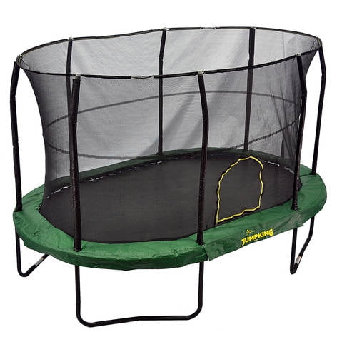 Jumpking Oval 9 Apos X 14 Apos Trampoline With Enclosure Green Walmart Com Walmart Com