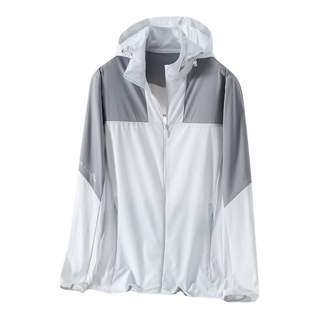 AnuYalue Unisex Sun Protection Jacket Windproof Quick Dry Hooded Jackets Lightweight Full Zip Outwear Colock Block Long Sleeve Tops