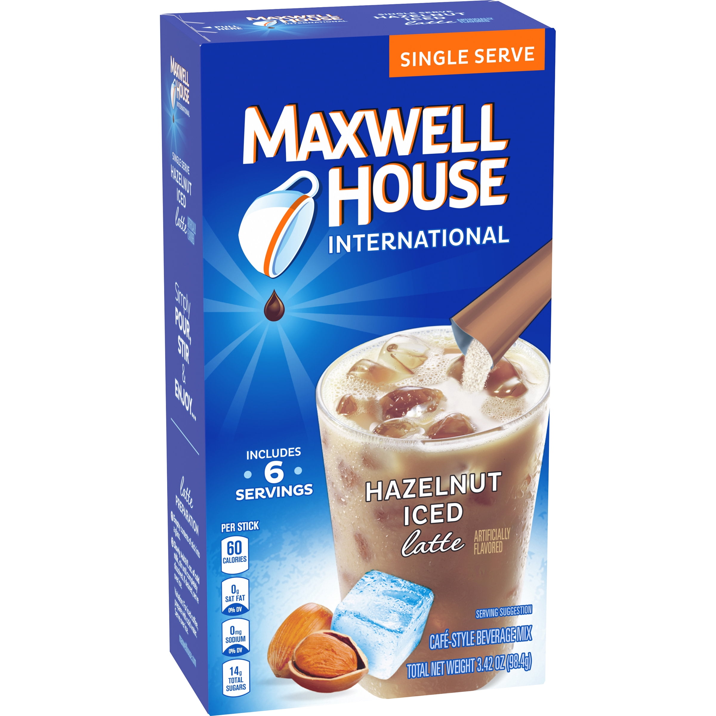 Maxwell House International Hazelnut Iced Latte CafeStyle Beverage Mix