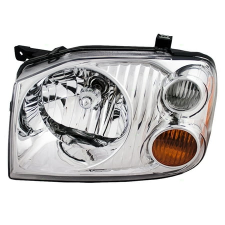 - Drivers Headlight w/ Chrome Bezel Signal Marker Lamp Bulb Sockets & Wiring Replacement for Nissan Frontier Pickup Truck 26060-8Z325
