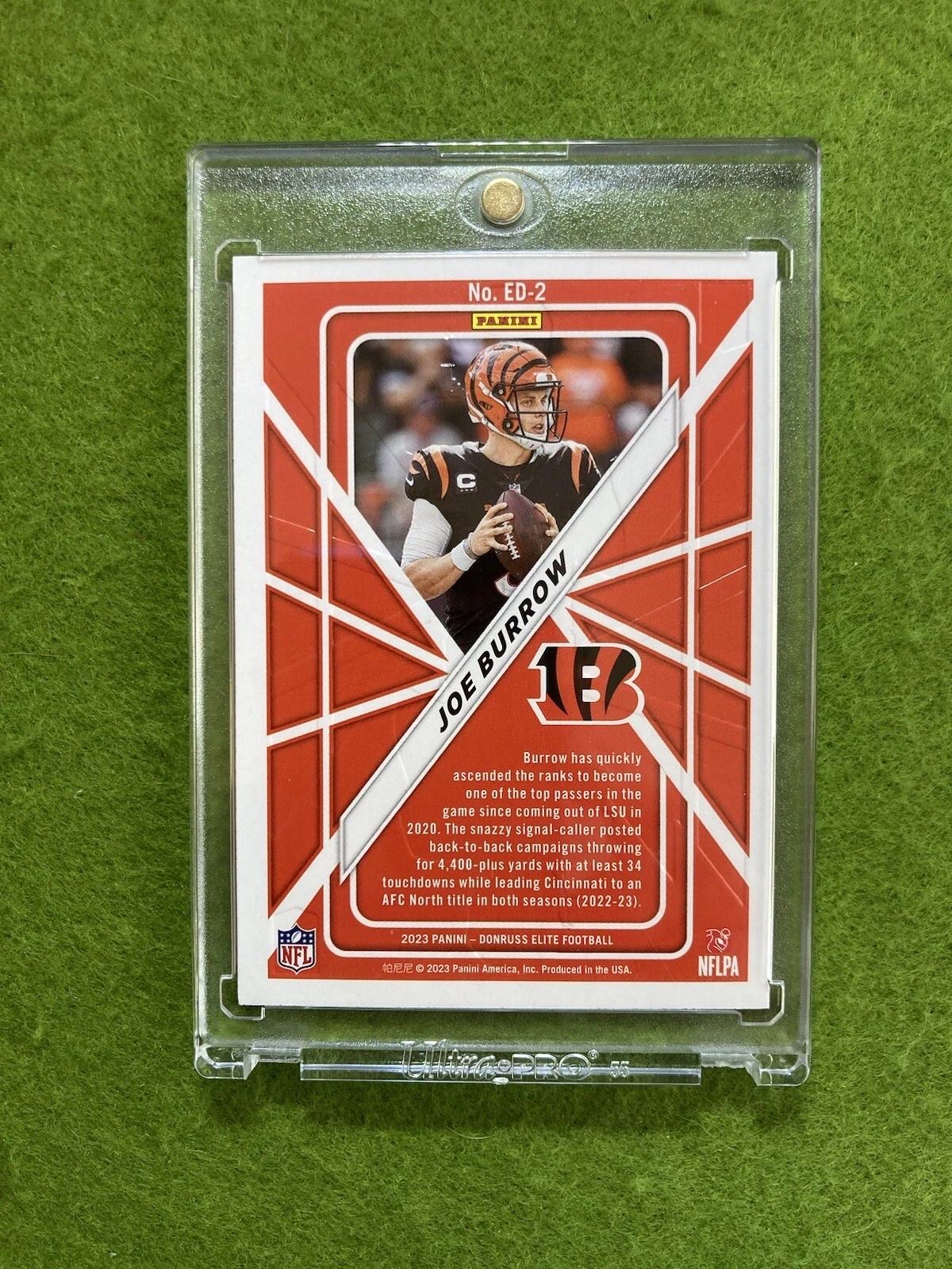 Joe Burrow ELITE DECK CARD Jersey #9 BENGALS 2023 Panini Donruss Elite FOOTBALL