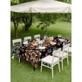 thumbnail image 5 of 60x120 Inch Outdoor Tablecloth with Umbrella Hole Zipper Rectangle Black Boho Rectangular Tablecloths Outside Waterproof Ethnic Country Colorful Abstract Floral Motifs Patio Table Cover for Picnic, 5 of 8