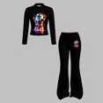 thumbnail image 5 of WhouRiu Girls Christmas Graphic Outfit Sets Fall Winter Long Sleeve Zip Up Jacket Flared Pants Clothes Set 4-14 Years, 5 of 6