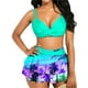thumbnail image 3 of Txlixc Traje de baño de 2 piezas para mujeres, vestido de bikini de color sólido + falda de hoja de loto Txlixc  moda, 3 of 5