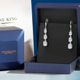 thumbnail image 5 of Gem Stone King 925 Sterling Silver White Topaz 3 Stone Dangle Earrings for Women (6.20 Cttw, Gemstone November Birthstone, Oval 8X6MM, 7X5MM and 6X4MM), 5 of 6